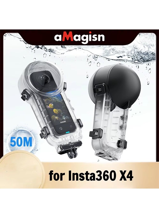 aMagisn aMagisn Invisible Dive Case for Insta360 X4,Waterproof 164ft/50m Diving Housing Cover Protective Shell Insta 360 X4 Accessories  - Image 1