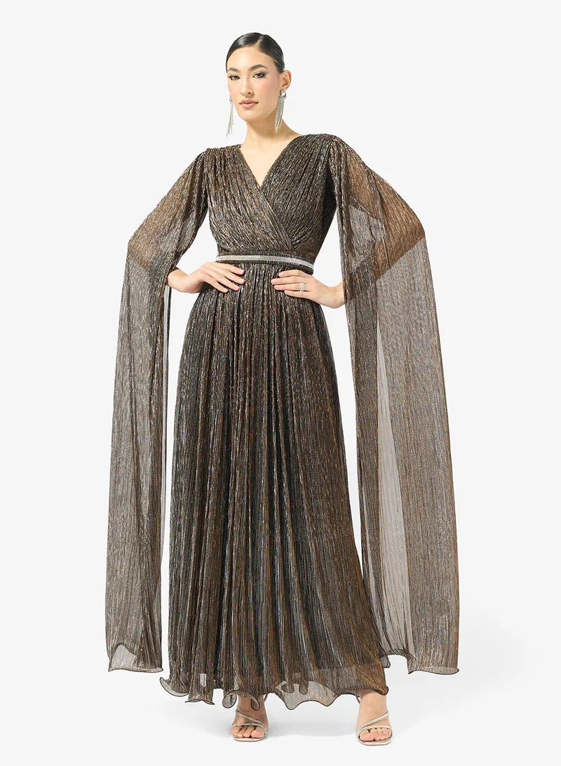 Golden Apple Plisse Chiffon Maxi Dress