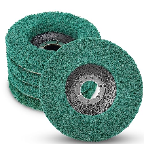 Baisiky 5Pcs 4.5" x 7/8" Nylon Fiber Flap Disc Polishing Grinding Wheel,Scouring pad Buffing Wheel for Angle Grinder, Polishing Tools (Grit 180)… - Image 1