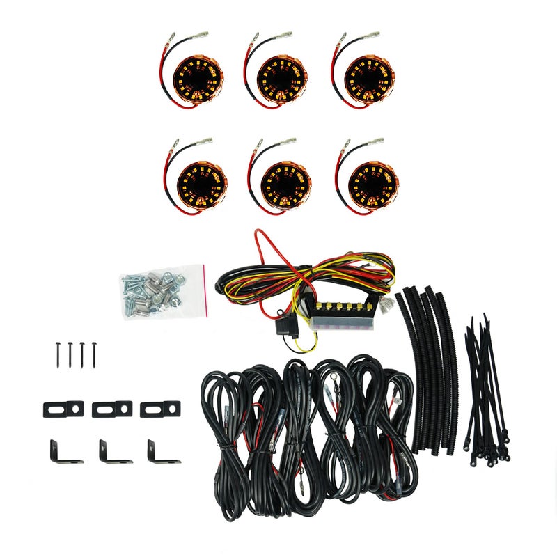 KC HiLiTES Cyclone V2 LED Rock Light 6Light System Amber 5W Flood Beam