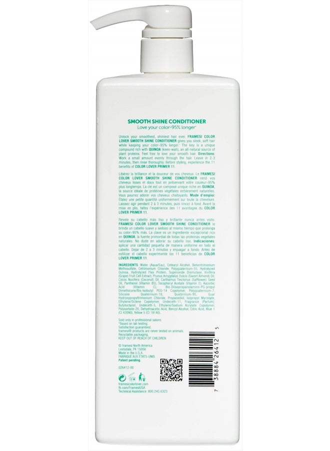 Framesi Color Lover Smooth Shine Conditioner, 33.8 fl oz, Sulfate Free Conditioner with Coconut Oil and Quinoa, Color Treated Hair - Image 2