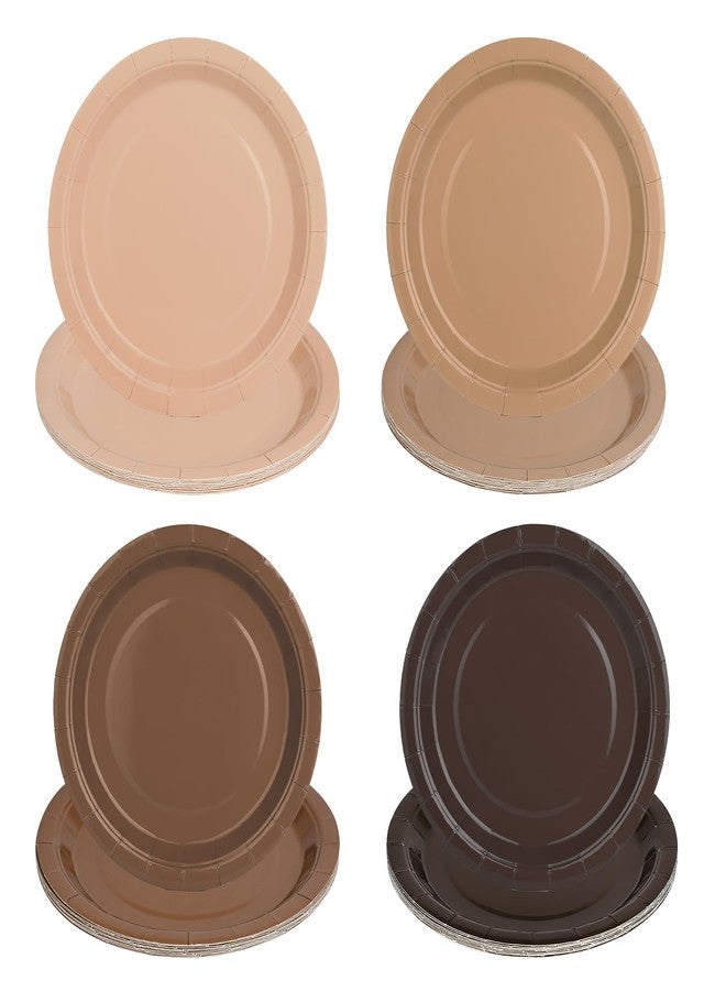 AimFun 48Pcs Brown Paper Plates Gradient Brown Party Plates 4 Colors 7”Disposable Round Dessert Plates for Birthday Holiday Thanksgiving Gathering Party Supplies - Image 1