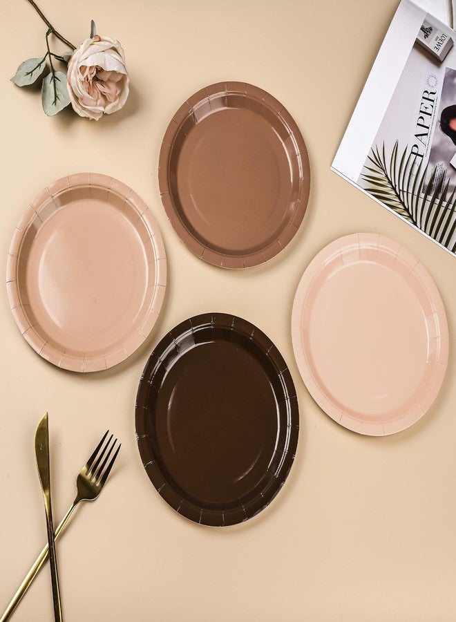 AimFun 48Pcs Brown Paper Plates Gradient Brown Party Plates 4 Colors 7”Disposable Round Dessert Plates for Birthday Holiday Thanksgiving Gathering Party Supplies - Image 3