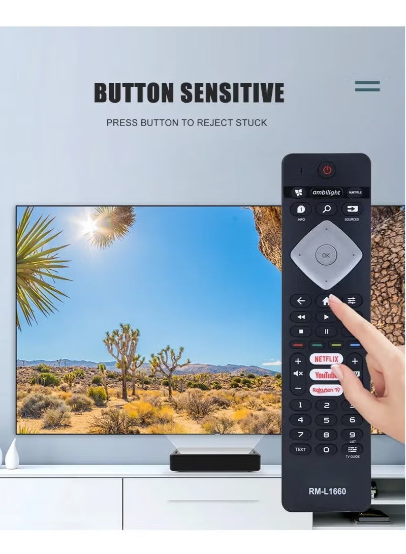 Huayu Universal Replacement Remote for Philips Smart TV – Compatible with 3D, LED, LCD TVs, Easy Setup, Durable Buttons, Full Function Control for All Philips TV Models, RM-1660 - Image 2