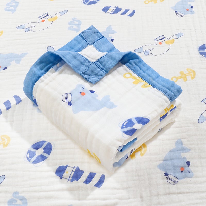 Four-Layer Born Gauze Wide-Brimmed Bath Towel Baby Blanket Bath Towel Enlarged Breathable Absorbent Baby Blanket - Image 1