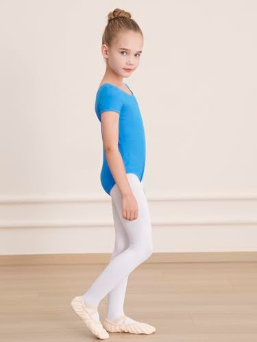 WEGETIT Gymnastics Leotards for Girls, Short Sleeves Gymnastics Ballet Leotard Toddler (Blue, 4-6 Years) - Image 5