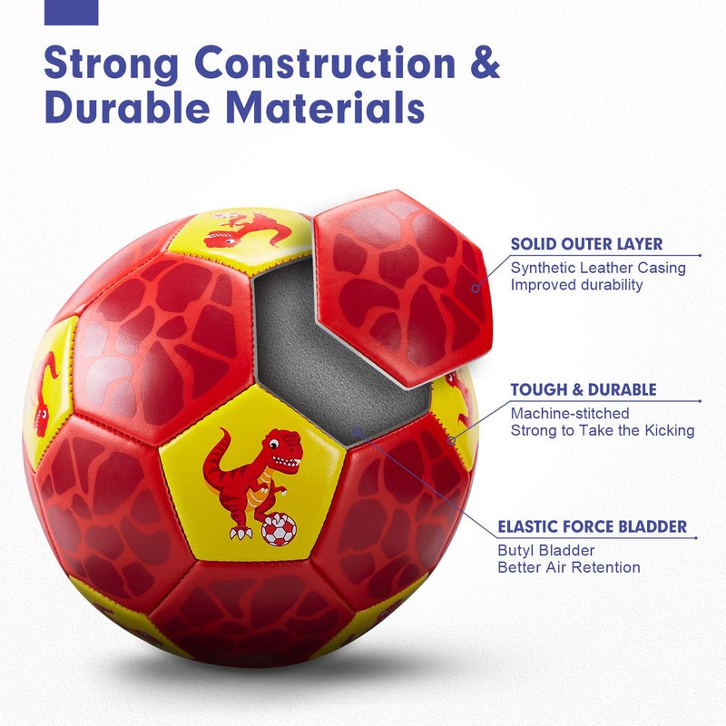 hahaland Size 3 Soccer Ball for Kids with Pump Mesh Bag - Dinosaur Ball Set - Outside/Backyard/Outdoor Toys for Kids Ages 3-4-5-8 - Kids Games Soccer Gifts for 3 Year Old - Image 2
