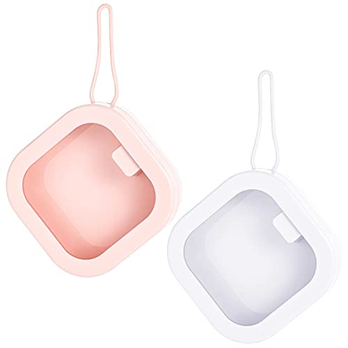 Prudiut 2Pcs Hair Tie Organizer, Hair Tie Holder Clip Organizer Christmas Gifts for Baby Teen Girl Women, Portable Hanging Small Items Desktop Travel Storage Box(Pink and White) - Image 1