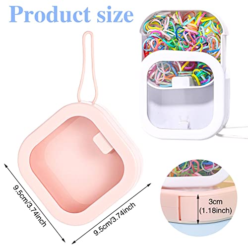 Prudiut 2Pcs Hair Tie Organizer, Hair Tie Holder Clip Organizer Christmas Gifts for Baby Teen Girl Women, Portable Hanging Small Items Desktop Travel Storage Box(Pink and White) - Image 2