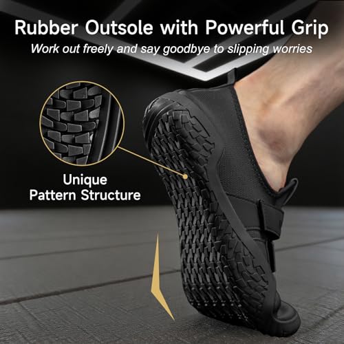 M MANUEKLEAR MANUEKLEAR Deadlift Shoes - Weight Lifting Shoes for Men Women - Weightlifting Squat Shoes Fitness Cross-Trainer Barefoot Gym Training Sneakers Obsidian Black - Image 4