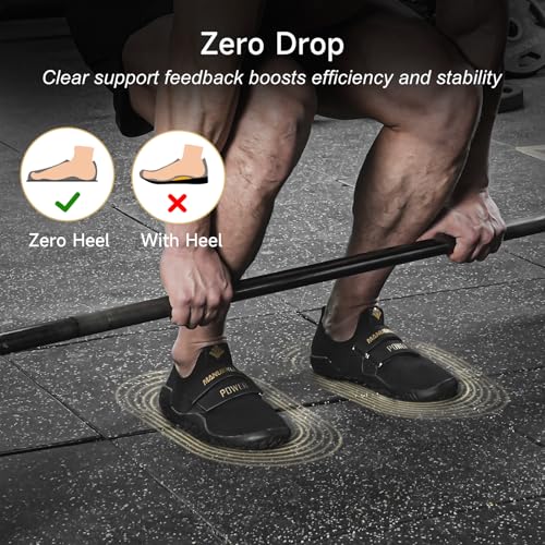 M MANUEKLEAR MANUEKLEAR Deadlift Shoes - Weight Lifting Shoes for Men Women - Weightlifting Squat Shoes Fitness Cross-Trainer Barefoot Gym Training Sneakers Obsidian Black - Image 3