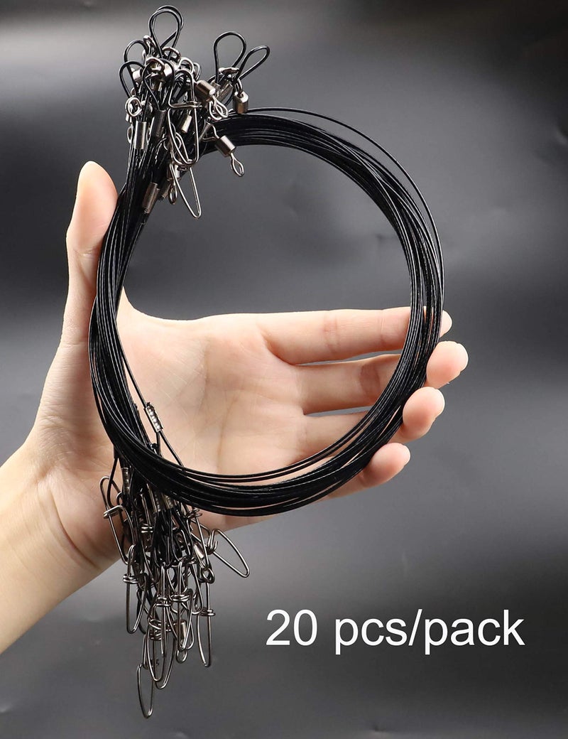 Facikono Fishing Leaders Line Steel Leaders Fishing Saltwater 125LB Fishing Leaders with Swivels and Snaps, 19.68in - Image 5
