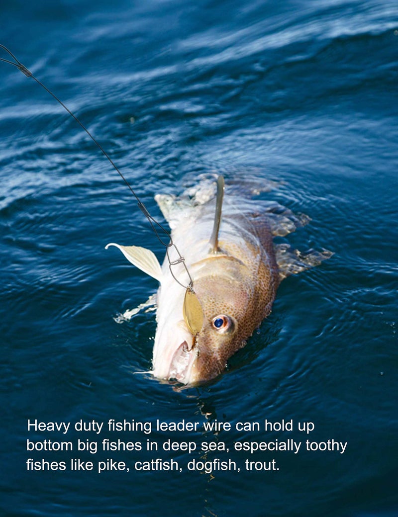 Facikono Fishing Leaders Line Steel Leaders Fishing Saltwater 125LB Fishing Leaders with Swivels and Snaps, 19.68in - Image 2