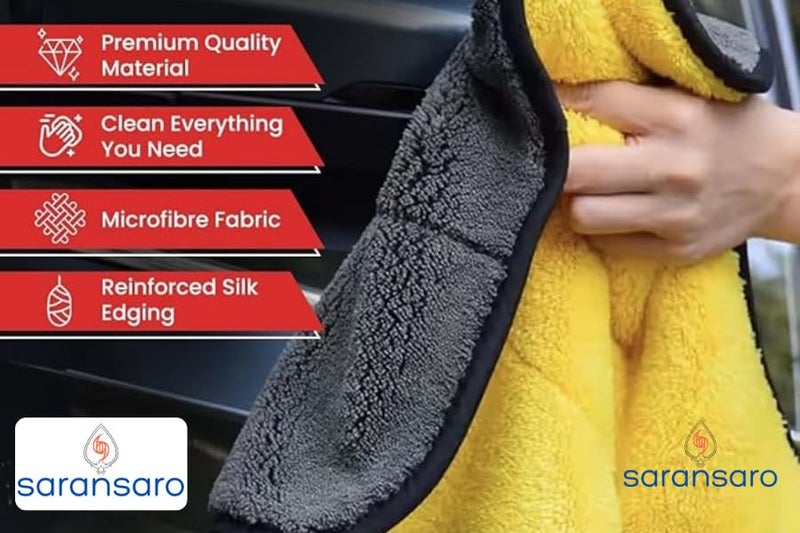 SARANSARO Microfiber Cleaning Cloths, 3pcs, for Car, Motorcycle, Laptop, House, Dusting, Kitchen (3) - Image 3