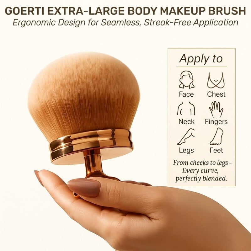 GOERTI فرشاة التسمير الذاتية الكبيرة جداً من GOERTI، فرشاة مكياج الجسم والساقين - فرشاة كابوكي كثيفة جداً لمنتجات التسمير، البرونزر، كريم الأساس للجسم وكريم اللمعان | خلط خالي من الخطوط للوجه والجسم - Image 3