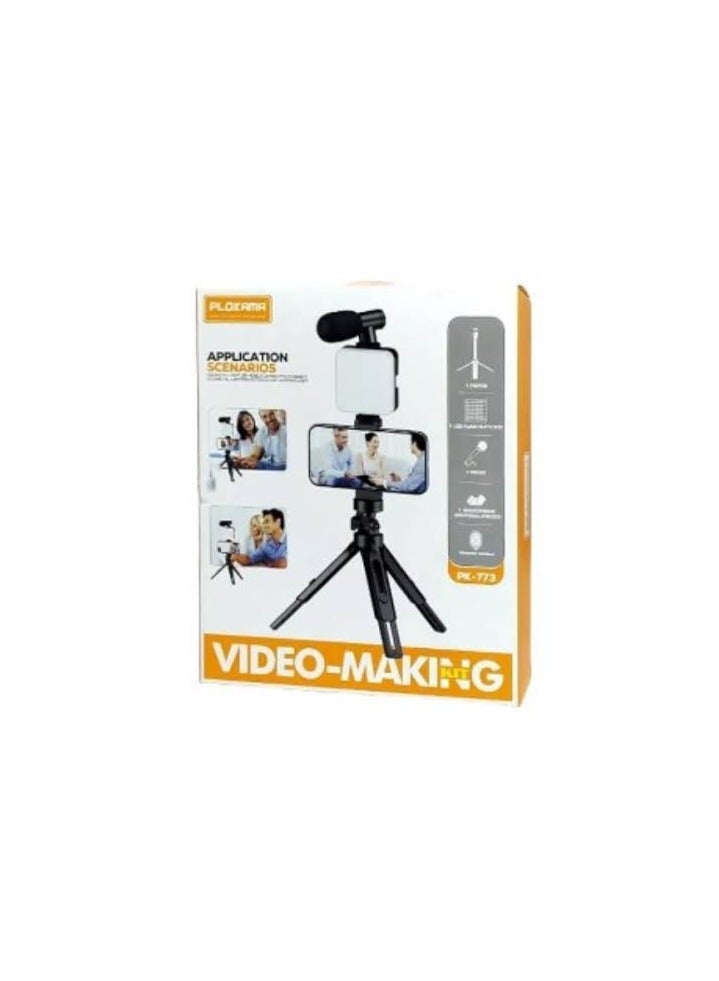 The PK-773 Video Maker has one microphone, a remote control, and a handy steady LED light - Image 1