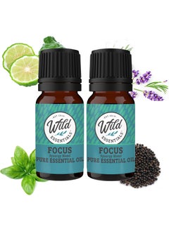 mEssentials Wild Essentials Focus 100% Pure Essential Oil Synergy Blend 2 Pack 10ml, Therapeutic Grade Concentration Formula for Mental Clarity, Study, Work, Test, Interview, Attention Made in The USA 