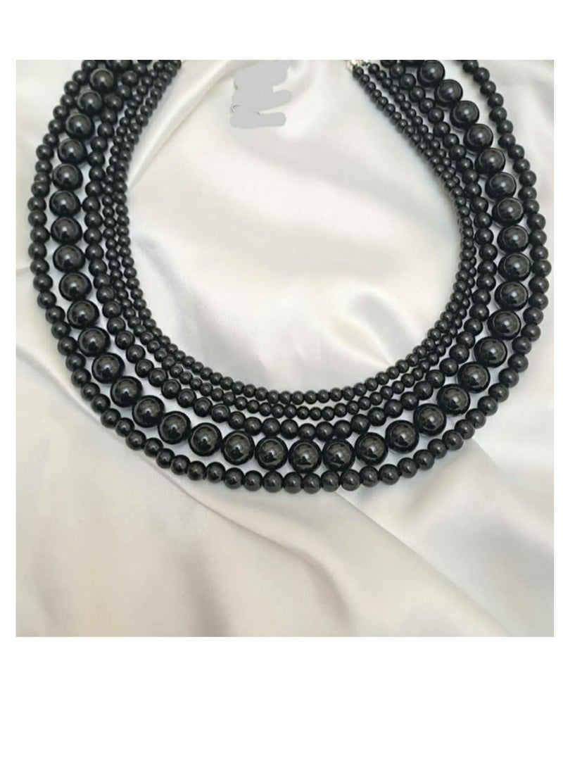 RA accessories Women's Necklace Of Balck Pearls-Multi-layered  - Image 1