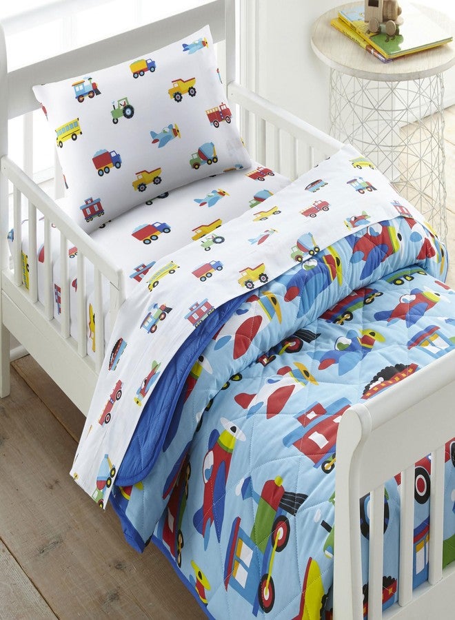 Wildkin Kids 100% Cotton Flannel Pillowcase - Soft, Breathable & Toddler Size - Trains, Planes, and Trucks - Image 2