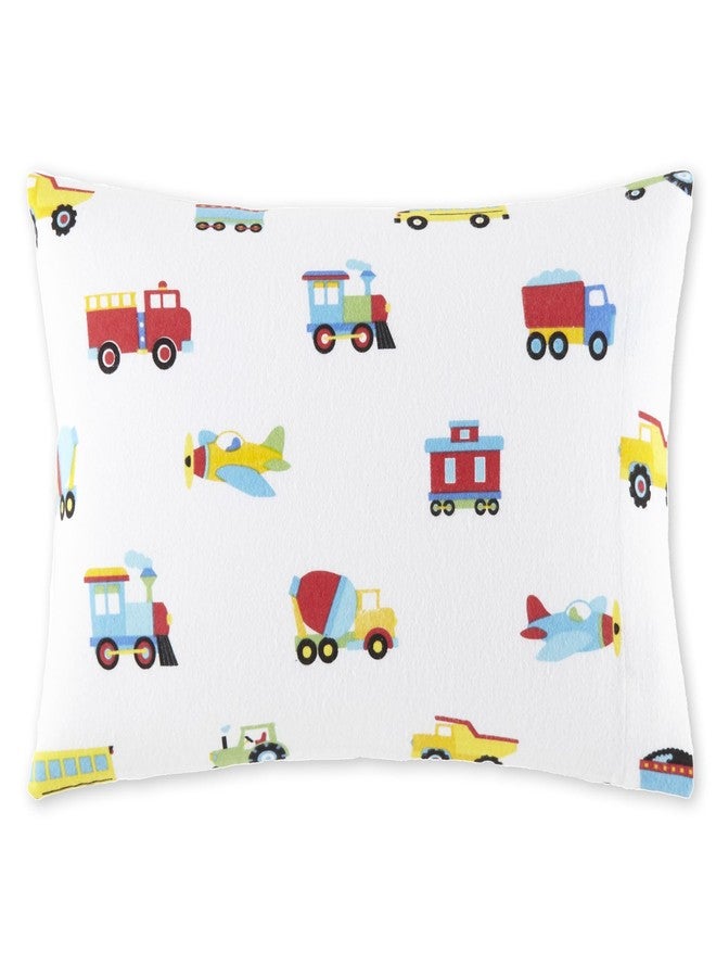Wildkin Kids 100% Cotton Flannel Pillowcase - Soft, Breathable & Toddler Size - Trains, Planes, and Trucks - Image 1