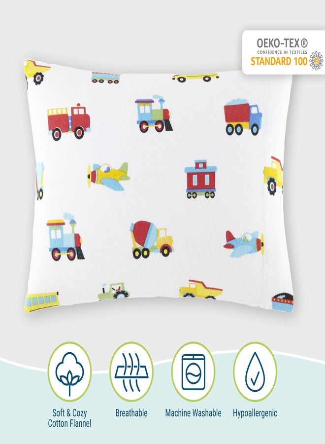 Wildkin Kids 100% Cotton Flannel Pillowcase - Soft, Breathable & Toddler Size - Trains, Planes, and Trucks - Image 3