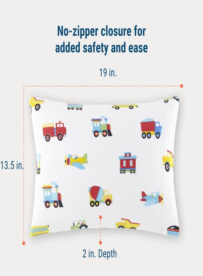 Wildkin Kids 100% Cotton Flannel Pillowcase - Soft, Breathable & Toddler Size - Trains, Planes, and Trucks - Image 4