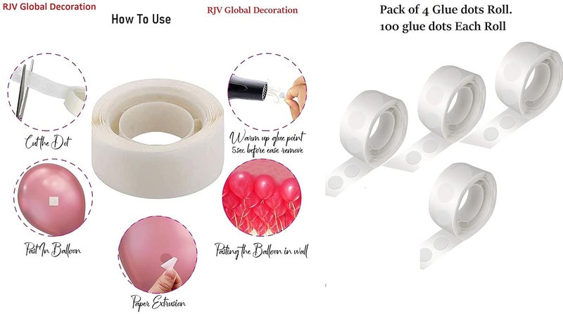 Generic RJV Global Double Sided Balloon Glue dots for Dots Sticker Adhesive Point Tape for Decoration Pack Of 400 Glue Dots4 Roll  - Image 3