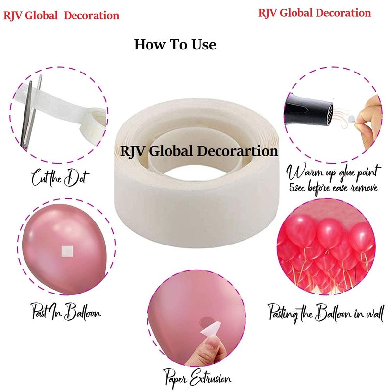 Generic RJV Global Double Sided Balloon Glue dots for Dots Sticker Adhesive Point Tape for Decoration Pack Of 400 Glue Dots4 Roll  - Image 5