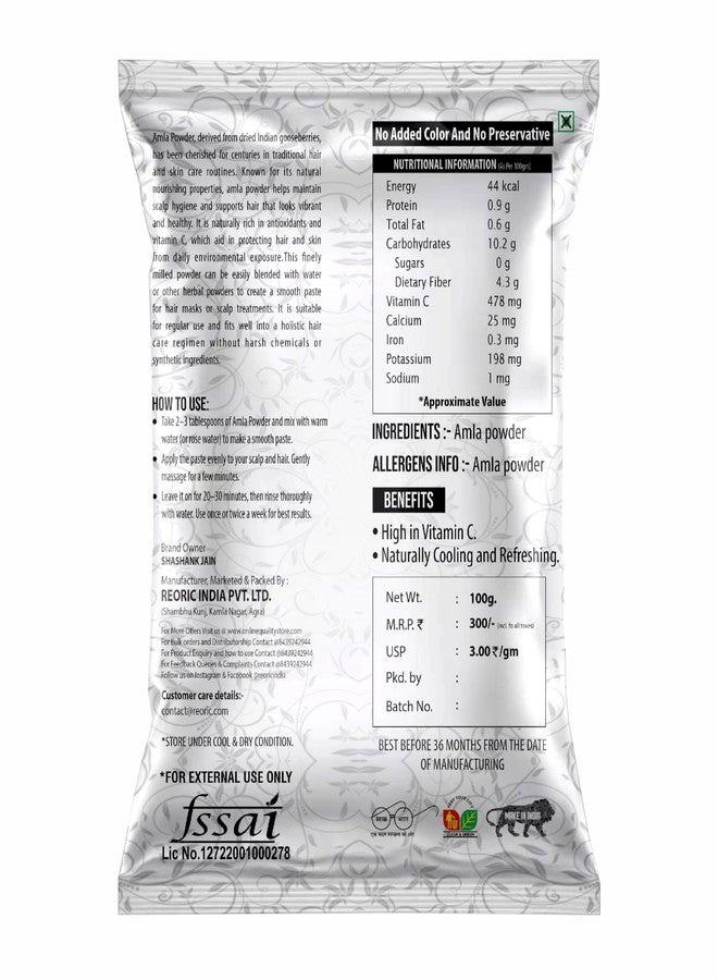 BRALCON Amla Powder 100g || 100% Natural Amla Indian Gooseberry Fruit Powder for Hair 100g Pack - Image 2