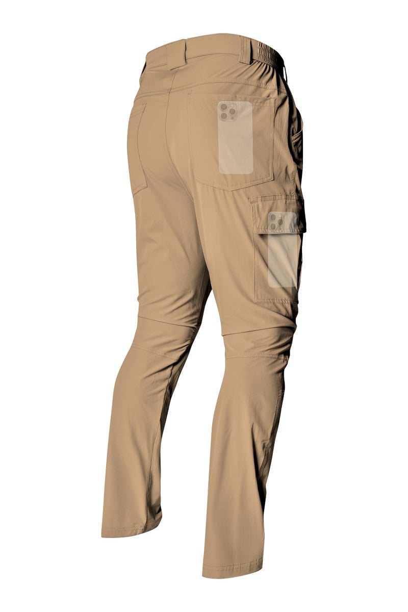 LINLANG EN Men's Lightweight Hiking Cargo Pants Waterproof Quick Dry Travel Fishing Climbing Work Outdoor Pants Dark Khaki-L - Image 1