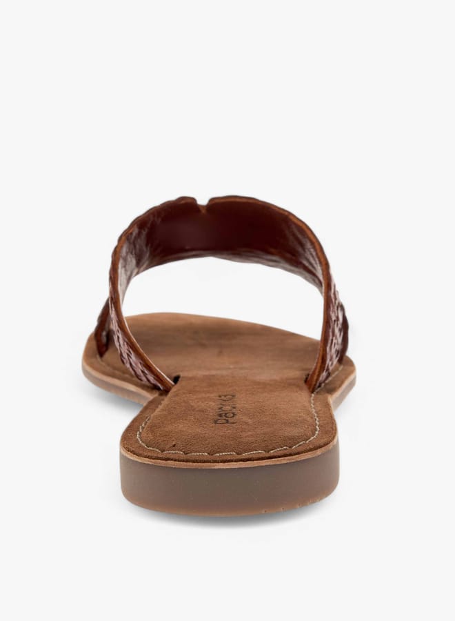 Paprika Women's Textured Leather Slip-On Flat Strap Sandals  - Image 2
