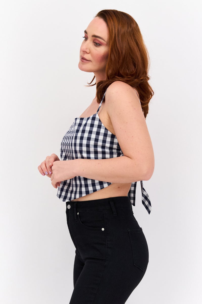 Pepe Jeans Women Square Neck Sleeveless Checkered Tank Top, Multicolor - Image 2