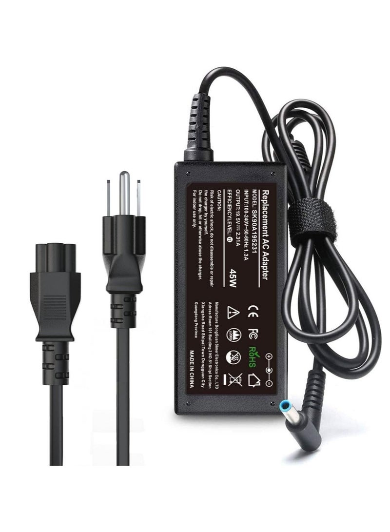 Max Power 45W 19.5V 2.31A for HP Laptop Charger Blue Tip,HP Pavilion x360 11 13 15, Zbook 14u G4 G5 15u 15 G3, Notebook 15,HP Stream 13 11 14 AC Adapter with Power Cord - Image 1