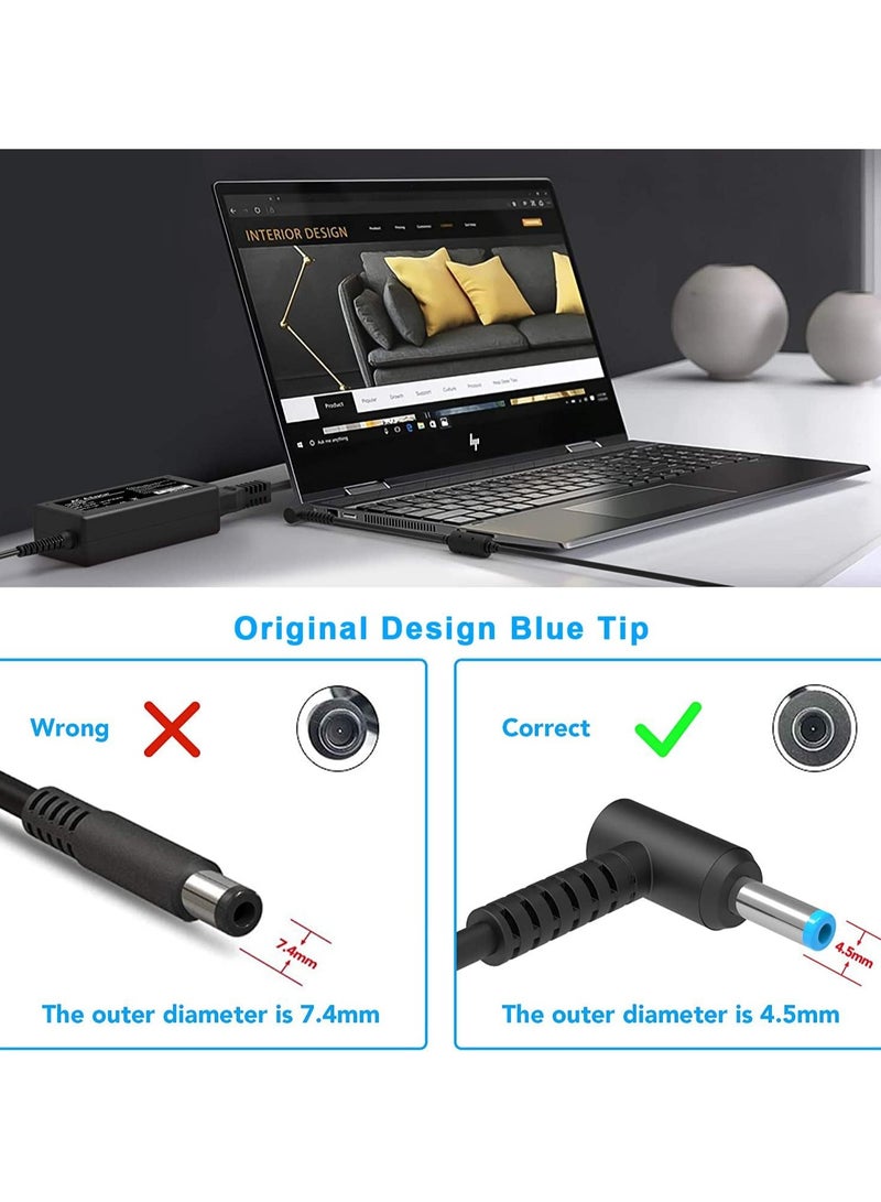 Max Power 45W 19.5V 2.31A for HP Laptop Charger Blue Tip,HP Pavilion x360 11 13 15, Zbook 14u G4 G5 15u 15 G3, Notebook 15,HP Stream 13 11 14 AC Adapter with Power Cord - Image 5