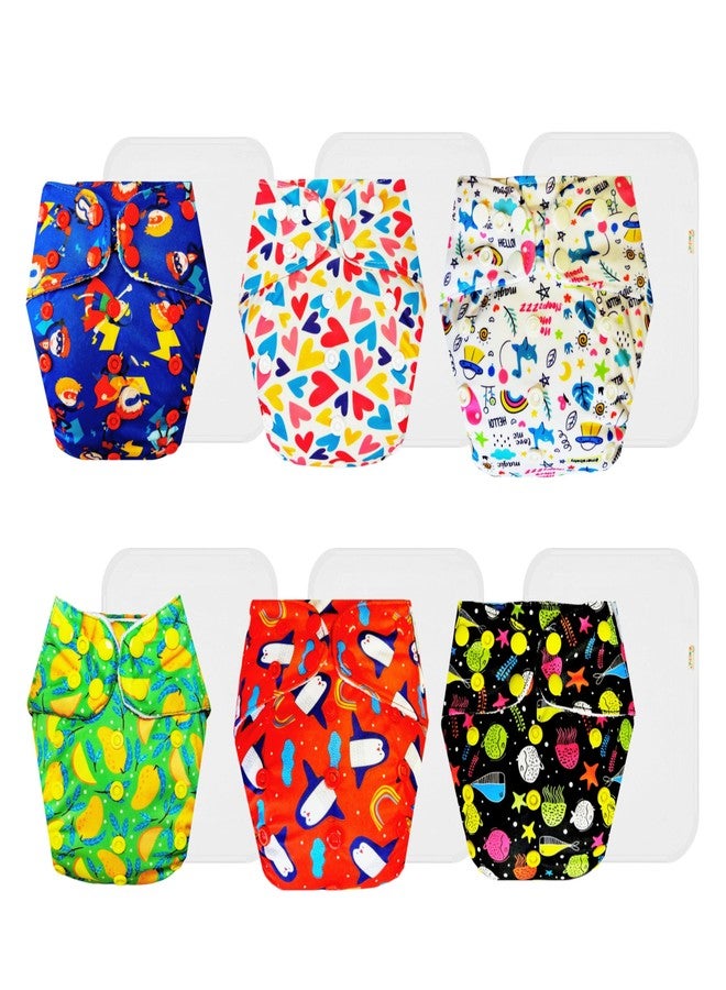 Dumbledo Premium Cloth Diaper with Cotton Insert (Pack of 6) | Dry Feel and Comfortable | Reusable & Washable | Adjustable Snaps | Trusted by Moms | 3 Months - 3 Years | Unisex Baby - Image 1