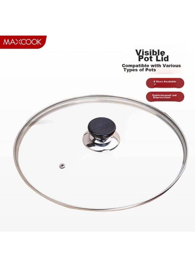 MAX COOK Maxcook Glass Soup Pot Lid, 304 Stainless Steel Rimmed Frying Pan Lid, Steamer Lid, 24cm, Mcpj9616 - Image 2