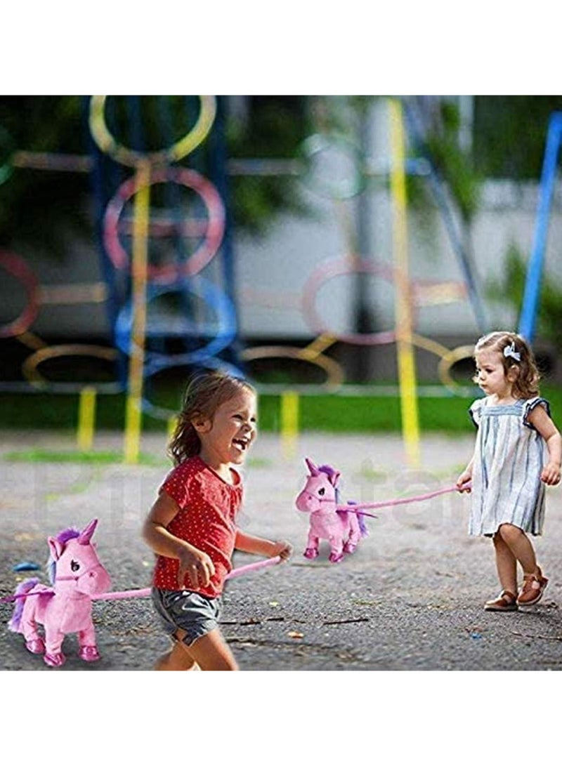 لعبة دمية يونيكورن كهربائية تمشي، لعبة يونيكورن مضحكة تتكلم وتغني، لعبة محشوة موسيقية للأطفال، هدية للأطفال والبنات، باللون الوردي، 35 سم - Image 4