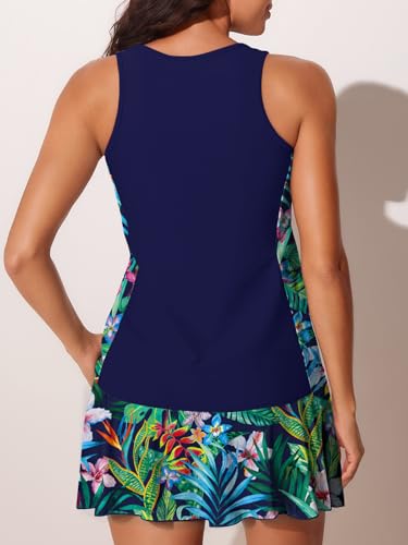 Summer Mae Blouson Tankini Swimsuits for Women 2026 Modest Tummy Coverage Bathing Suits with Skirt and Built-in Shorts Rainforest Bloom Size 12 - Image 2