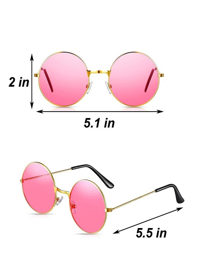 Deerjoke 60s 70s Disco Outfit Hippie Costume Women, 1970 Style Clothes Dress Peace Sign Accessories Jewelry Halloween (Pink, Large) - Image 5