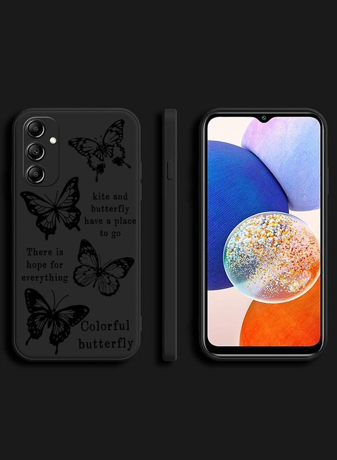 For Samsung Galaxy A14 5G Phone Case, Yellow Flowers Butterfly for Girl Galaxy A14 5GPhone Case , Shockproof Flexibility Soft Protective Protector Phone A14 5G Phone Case Black