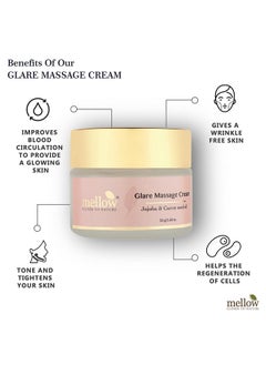 MELLOW Herbal Ayurvedic Glare Facial Massage Cream (50Gm) With Jojoba & Almond Oil | Helps To Improve Blood Circulation, Glow & Wrinkle Free Skin | Ayush Certified | Gmo, Paraben And Silicone Free  - Image 3