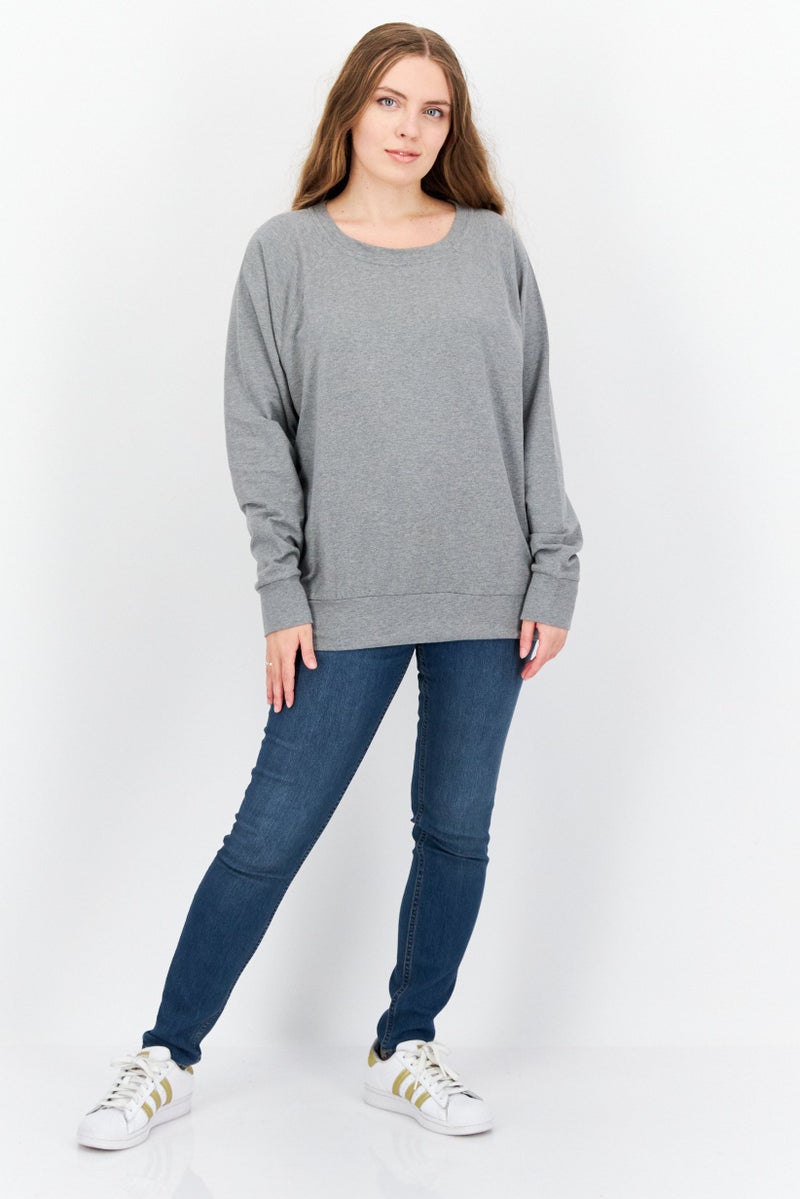 Felina Women Crew Neck Long Sleeve Heather Sweatshirt, Slate Grey - Image 4