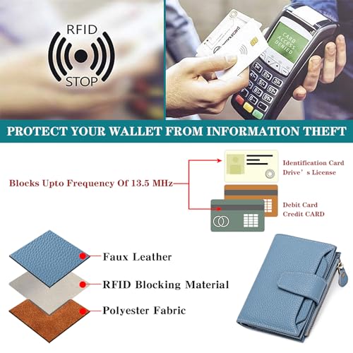 FALAN MULE Small Wallet for Women Leather Bifold Compact RFID Blocking Small Womens Wallet Purse - Image 5