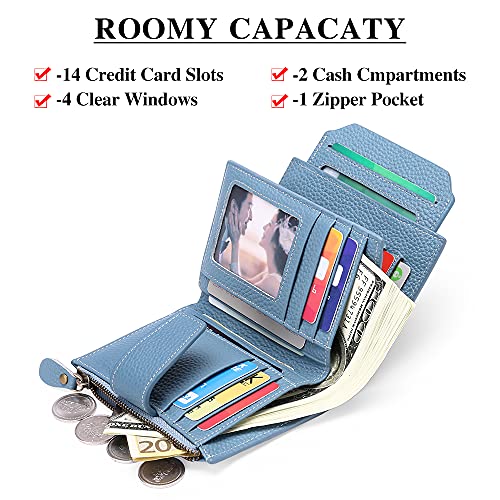 FALAN MULE Small Wallet for Women Leather Bifold Compact RFID Blocking Small Womens Wallet Purse - Image 3