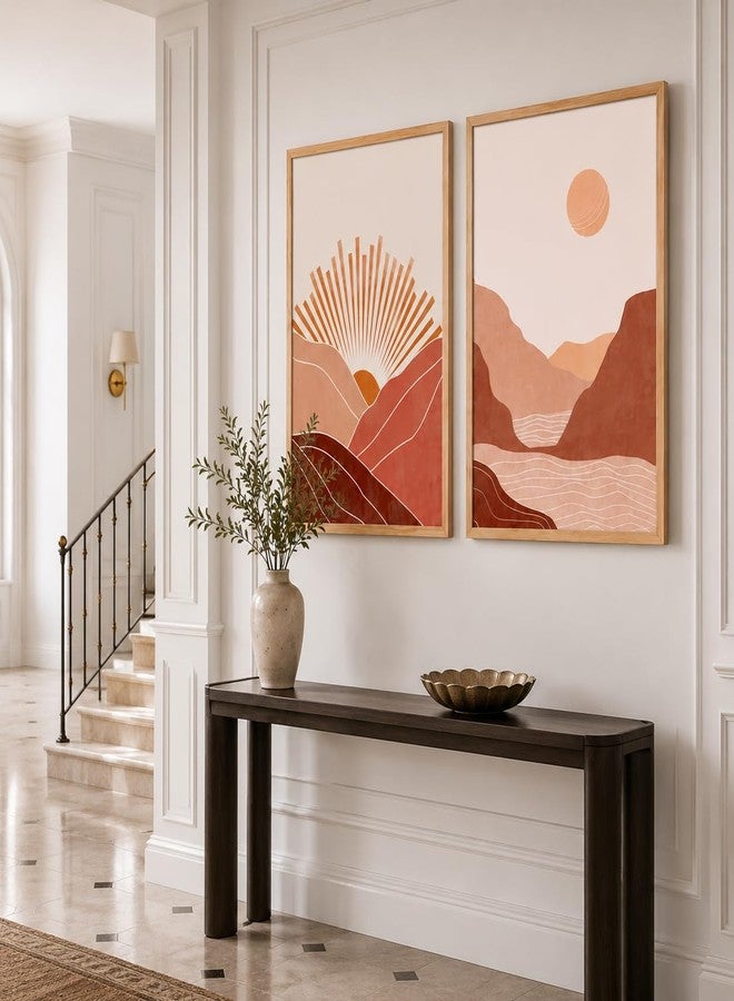 Artsense Sun Moon Wall Painting Set of 2 for Living Room Bedroom Hallway | Abstract Celestial Artwork Collection | Modern Boho Minimalist Decor for Contemporary Home Interiors (ART-3) - Image 2