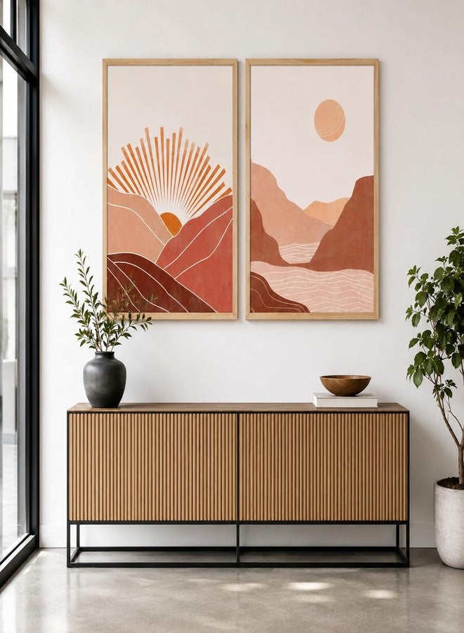 Artsense Sun Moon Wall Painting Set of 2 for Living Room Bedroom Hallway | Abstract Celestial Artwork Collection | Modern Boho Minimalist Decor for Contemporary Home Interiors (ART-3) - Image 3