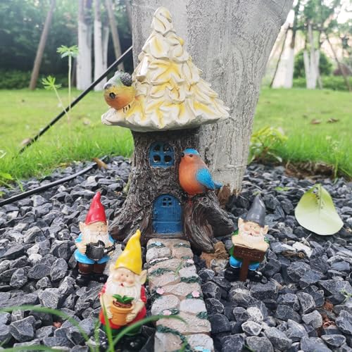 MUAMAX Miniature Gnome Figurines Fairy Gardens Gnomes Accessories Gift for Garden Little Gnomes Small Gnome 3'' - Image 3
