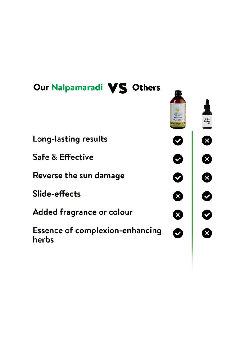 Kerala Ayurveda Kerala Ayurveda Nalpamaradi Keram 200ml | Face & Body Oil | Detan Oil | For All Skin Types| Suitable for All Skin Types | Removes Tan and Dark Spots | Heals Skin | With Nalpamara, Haridra, Usira, Amla, Manjistha, Raktachandana | Coconut Oil Base |  - Image 3