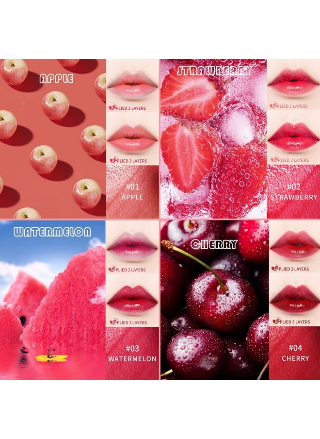 LemonSac - 4 Colors Lip Tint Stain Set, LemonSac Velvet Lip Tint Watery Lip Stain, Moisturizing Waterproof Mini Liquid Lipstick,Plump Lip Gloss Long-lasting Korean Matte Lip Tint Non-Sticky Tinta De Labios (4PCS) - Image 1
