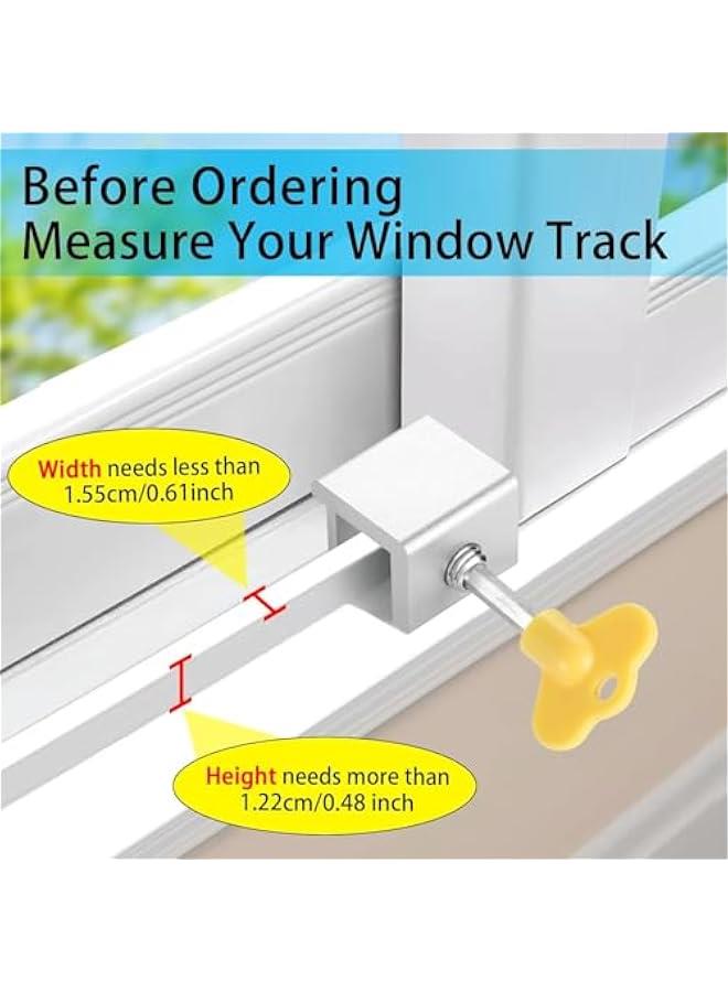 Window Locks,Sliding Window Locks with Key for Vertical  Horizontal Sliding Windows Doors,Adjustable Security Window Lock for Patio Bedroom Home and Office (Silver, 6Set - Single Hole) - Image 5